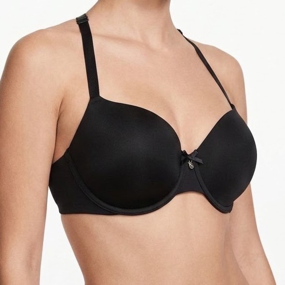 Victorias Secret Black Lined Strapless Multi-Way Bra 32DD Removable Straps NWT